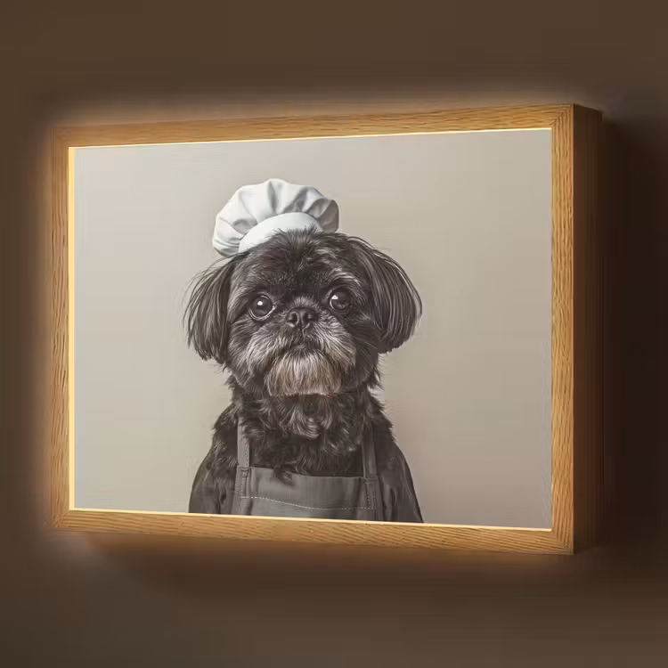 Kokskleding - Zwart - Hondje Light Box met batterij (Wandlamp) middel -z3d_website