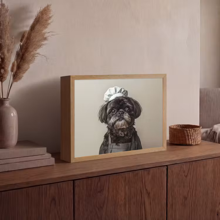 Kokskleding - Zwart - Hondje Light Box met batterij (Wandlamp) middel -sfeer2