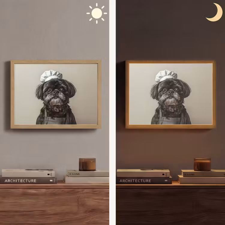 Kokskleding - Zwart - Hondje Light Box met batterij (Wandlamp) middel -sfeer3