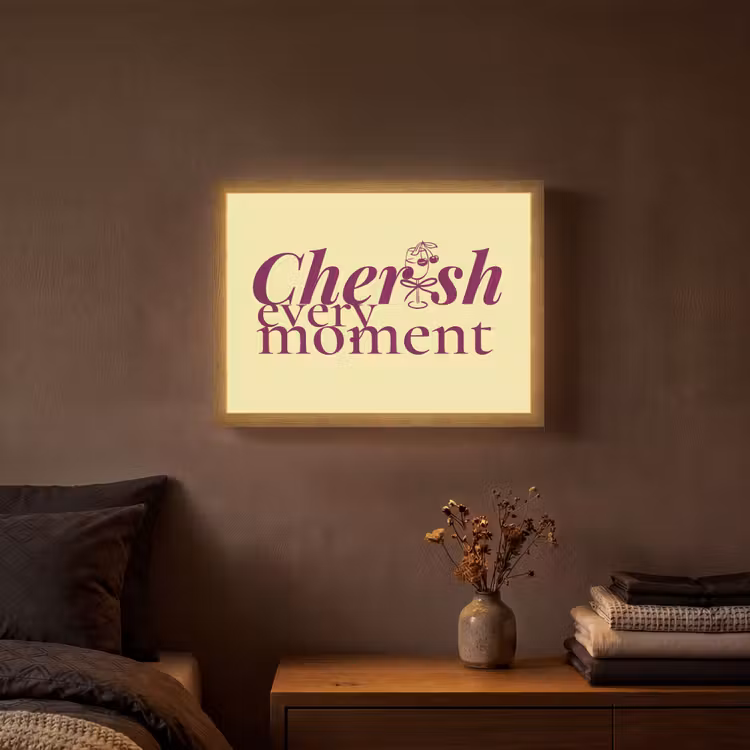 Cherish every moment - Cocktailglas - Geel Light Box met batterij (Wandlamp) middel -sfeer4