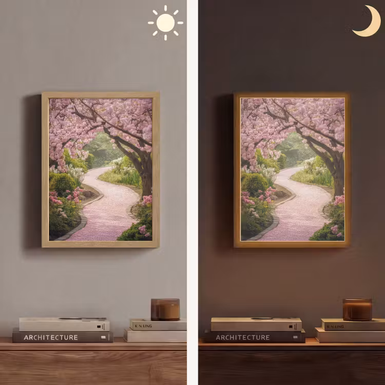 Kersenbloesem - Natuur - Sakura - Pad - Japanse tuin Light Box met batterij (Wandlamp) middel -sfeer3