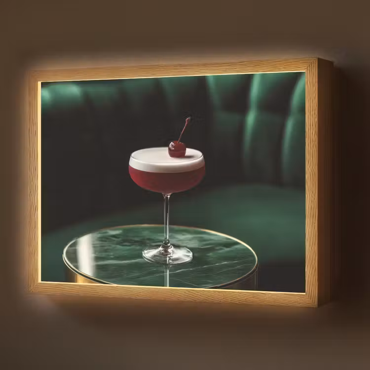 Kers - Cocktail - Rood - Marmer Light Box met batterij (Wandlamp) middel -z3d_website