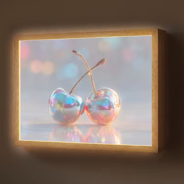Kersen - Glanzend - Regenboogkleur Light Box met batterij (Wandlamp) middel -z3d_website