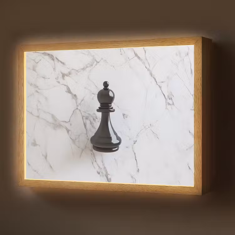 Schaakstuk - Loper - Zwart - Marmer Light Box met batterij (Wandlamp) middel -z3d_website