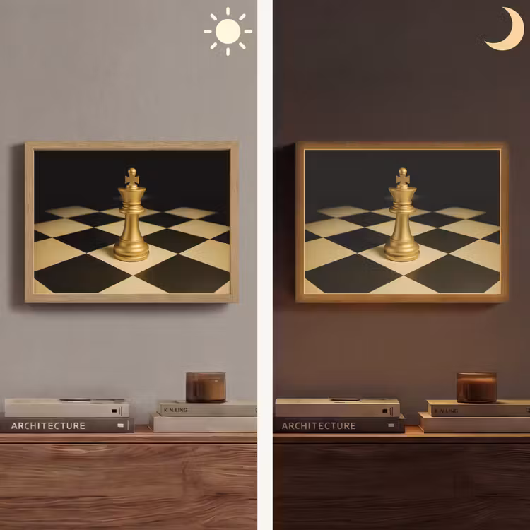 Schaakstuk - Koning - Schaakbord - Geblokt Light Box met batterij (Wandlamp) middel -sfeer3