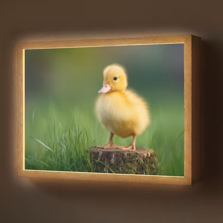 Kuiken - Eend - Geel - Gras Light Box met batterij (Wandlamp) middel -z3d_website