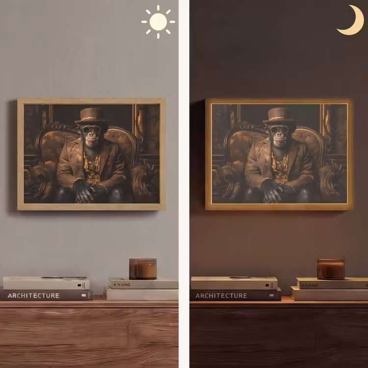 Chimpansee - Stoel - Pak - Bruin Light Box met batterij (Wandlamp) middel -sfeer3