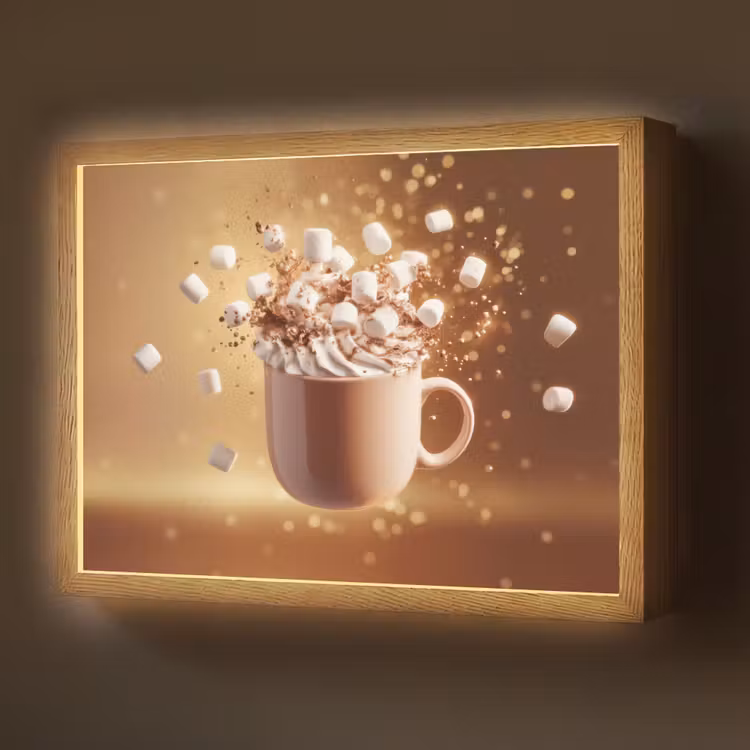 Chocomelk - Drinken - Warm - Bruin Light Box met batterij (Wandlamp) middel -z3d_website