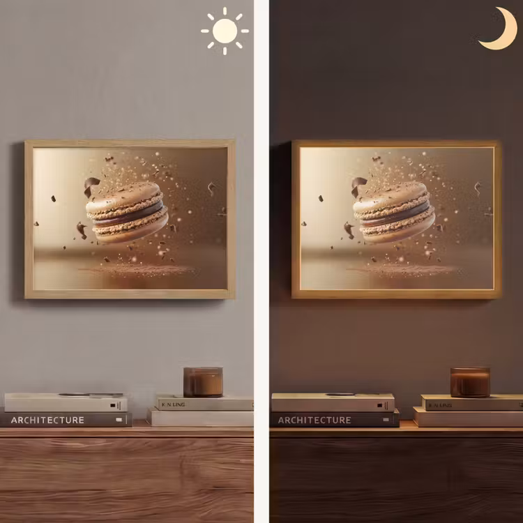 Chocolade - Macarons - Eten - Snoep Light Box met batterij (Wandlamp) middel -sfeer3