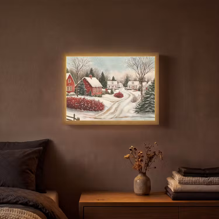 Kerstsfeer - Landelijk - Rood Light Box met batterij (Wandlamp) middel -sfeer4