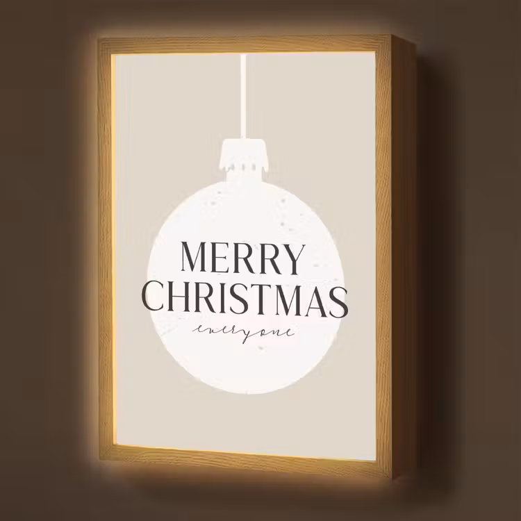 Christmas - Kerstballen - Japandi - Witte kerstballen Light Box met batterij (Wandlamp) middel -z3d_website