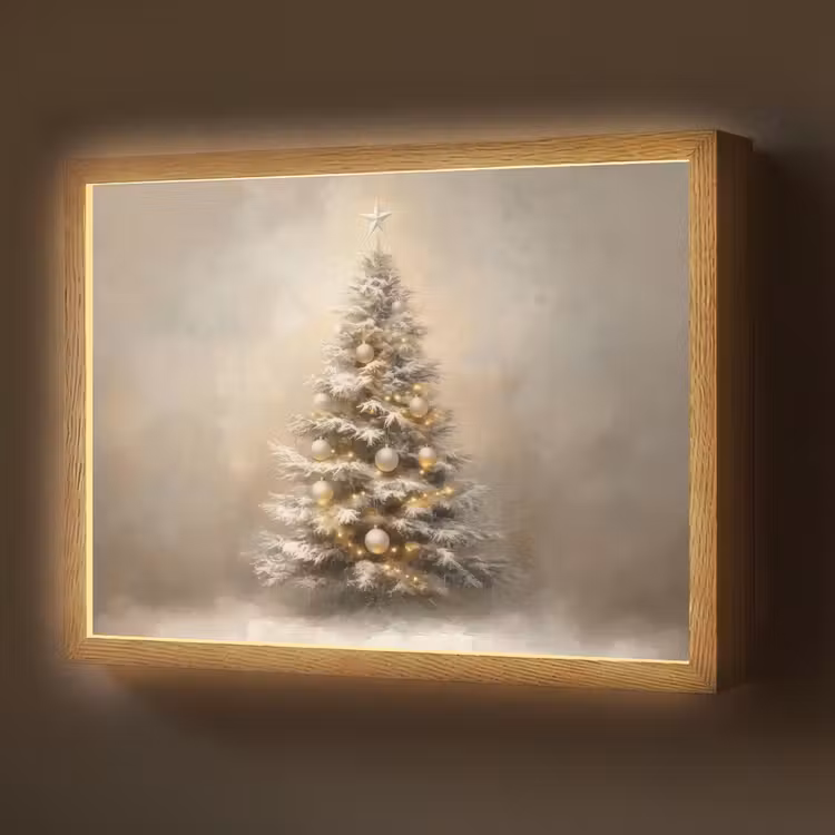 Kerst - kerstboom - Sneeuw - Art Light Box met batterij (Wandlamp) middel -z3d_website