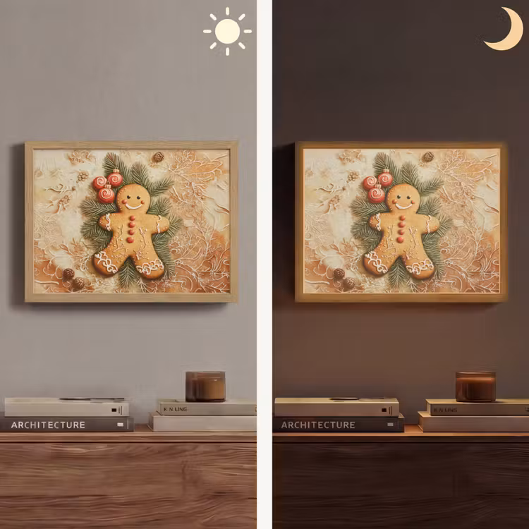 Kerstmis - Koekje - Poppetje - Speculaas Light Box met batterij (Wandlamp) middel -sfeer3