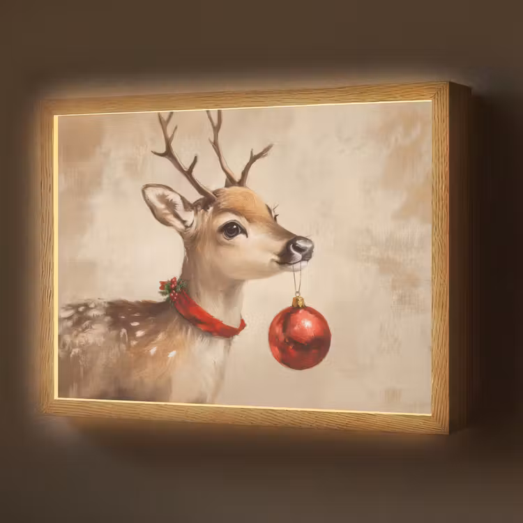 Kerst - Hert - Gewei - Kerstbal - Rendier Light Box met batterij (Wandlamp) middel -z3d_website