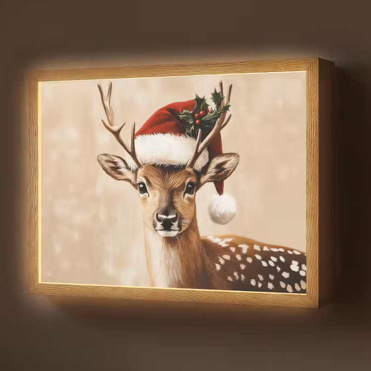 Kerst - Hert - Gewei - Rood Light Box met batterij (Wandlamp) middel -z3d_website