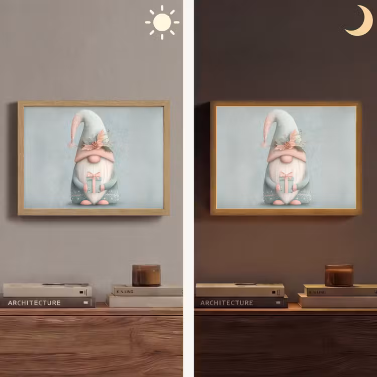 Kerstgnome - Cadeau - Groen Light Box met batterij (Wandlamp) middel -sfeer3