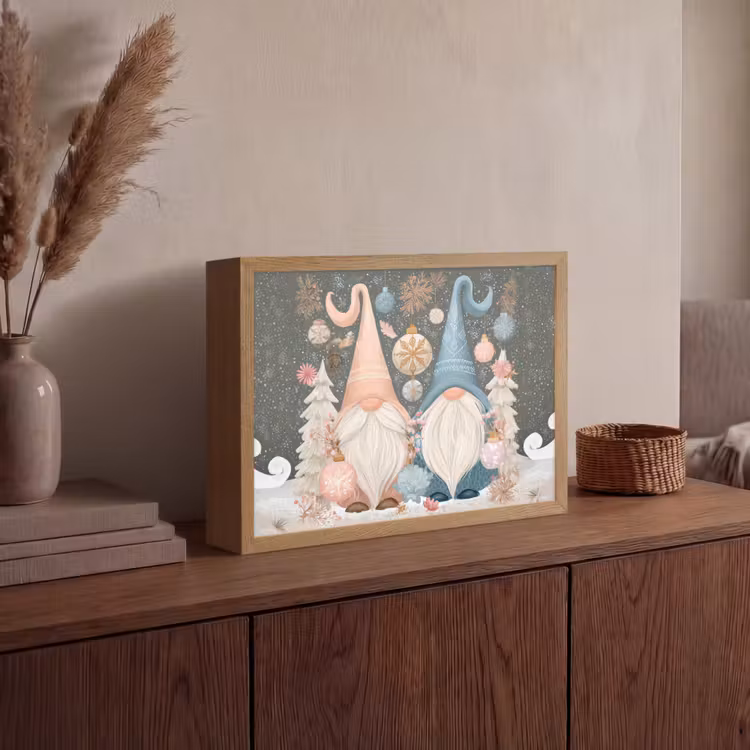 Kerst - Gnomen - Pastel Light Box met batterij (Wandlamp) middel -sfeer2