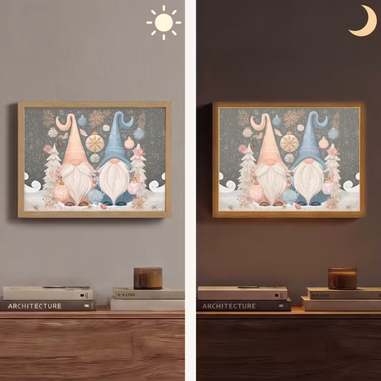 Kerst - Gnomen - Pastel Light Box met batterij (Wandlamp) middel -sfeer3