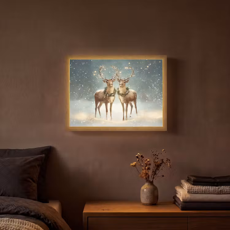 Kerstmagie - Winterwoud - Rendier Light Box met batterij (Wandlamp) middel -sfeer4