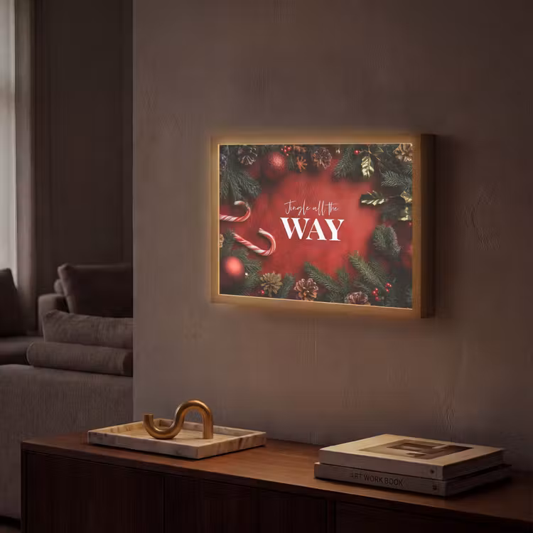 Kerst - Quote - Rood - Kerstballen Light Box met batterij (Wandlamp) middel -sfeer1
