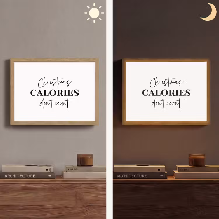 Kerst quote - Winter - Christmas calories - Wit Light Box met batterij (Wandlamp) middel -sfeer3