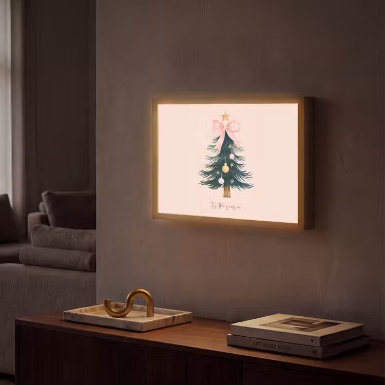 Christmas Season - Kerst - Kerstboom - Roze Light Box met batterij (Wandlamp) middel -sfeer1