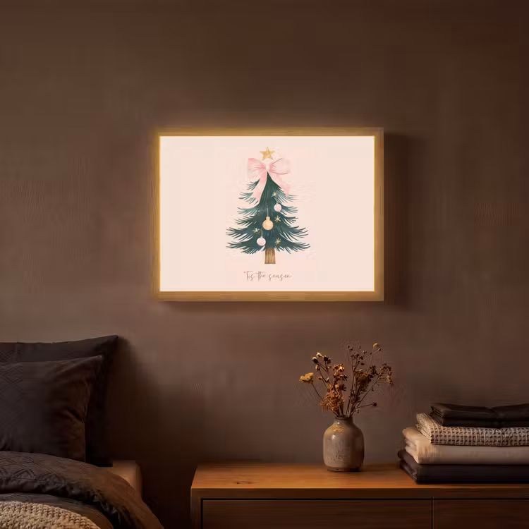 Christmas Season - Kerst - Kerstboom - Roze Light Box met batterij (Wandlamp) middel -sfeer4