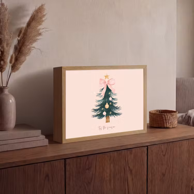 Christmas Season - Kerst - Kerstboom - Roze Light Box met batterij (Wandlamp) middel -sfeer2