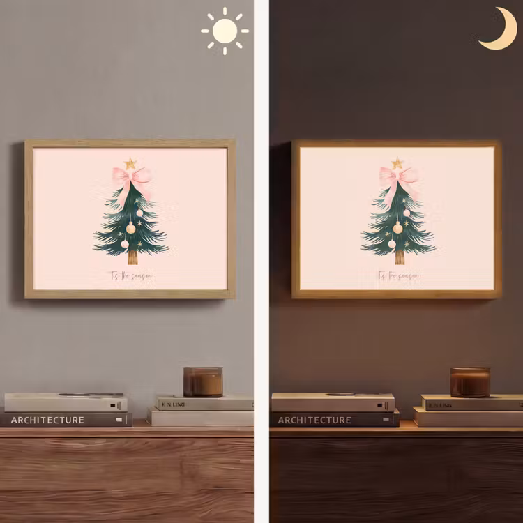 Christmas Season - Kerst - Kerstboom - Roze Light Box met batterij (Wandlamp) middel -sfeer3
