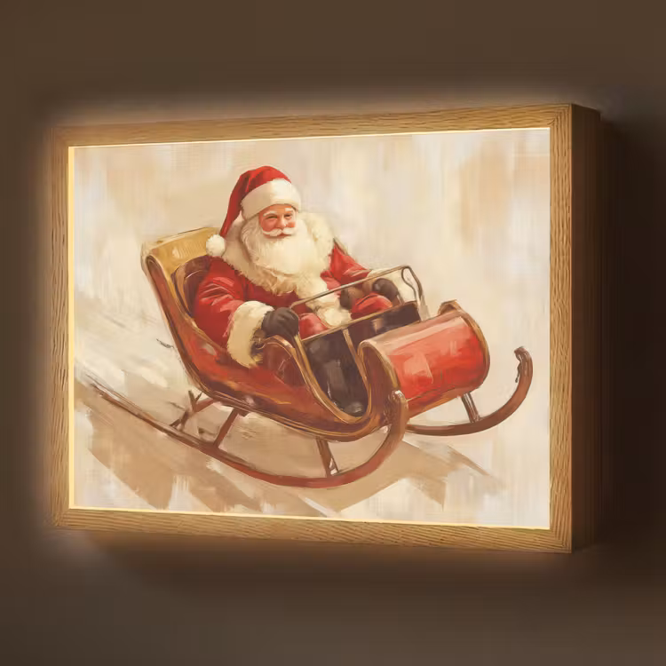 Kerst - Slee - Kerstman Light Box met batterij (Wandlamp) middel -z3d_website