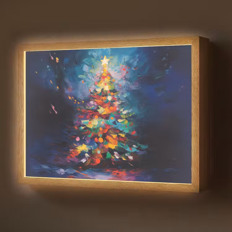 Kerstboom - Kerst - Abstract - Kleurrijk Light Box met batterij (Wandlamp) middel -z3d_website