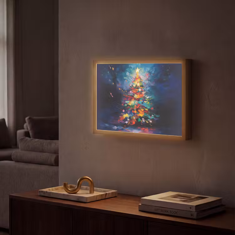 Kerstboom - Kerst - Abstract - Kleurrijk Light Box met batterij (Wandlamp) middel -sfeer1