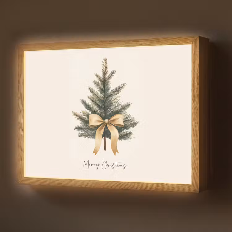 Kerstboom - Kerst - Merry Christmas - Beige Light Box met batterij (Wandlamp) middel -z3d_website