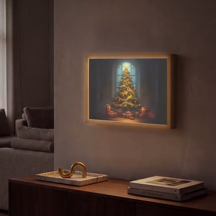 Kerstboom - Cadeau - Kerst - Winter Light Box met batterij (Wandlamp) middel -sfeer1