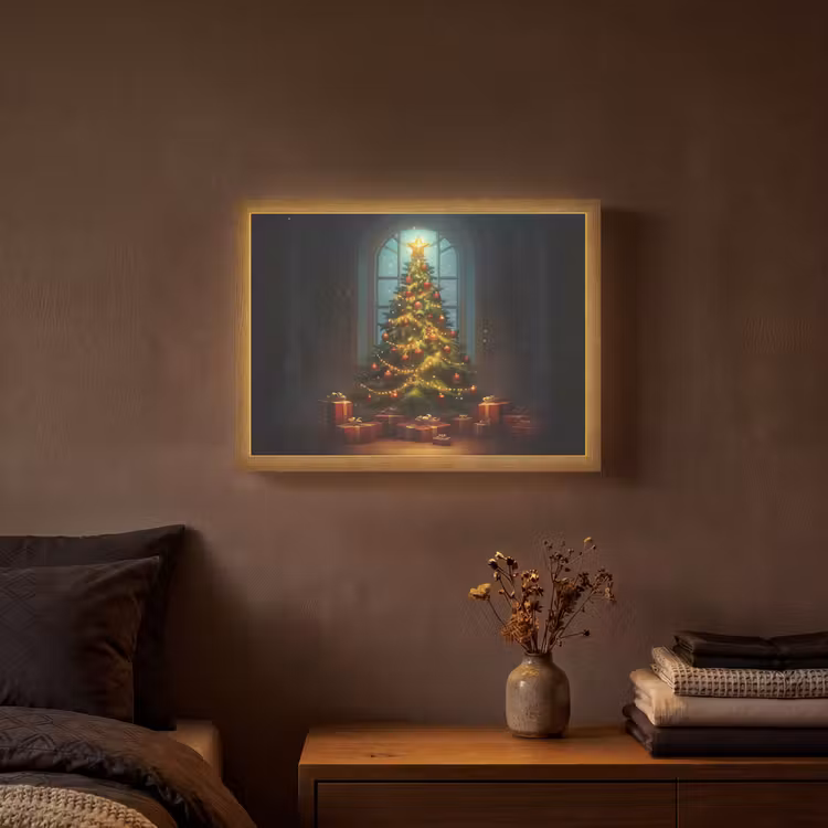 Kerstboom - Cadeau - Kerst - Winter Light Box met batterij (Wandlamp) middel -sfeer4