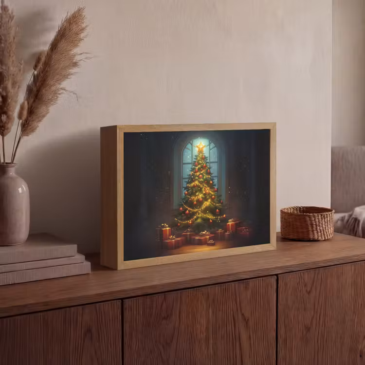 Kerstboom - Cadeau - Kerst - Winter Light Box met batterij (Wandlamp) middel -sfeer2
