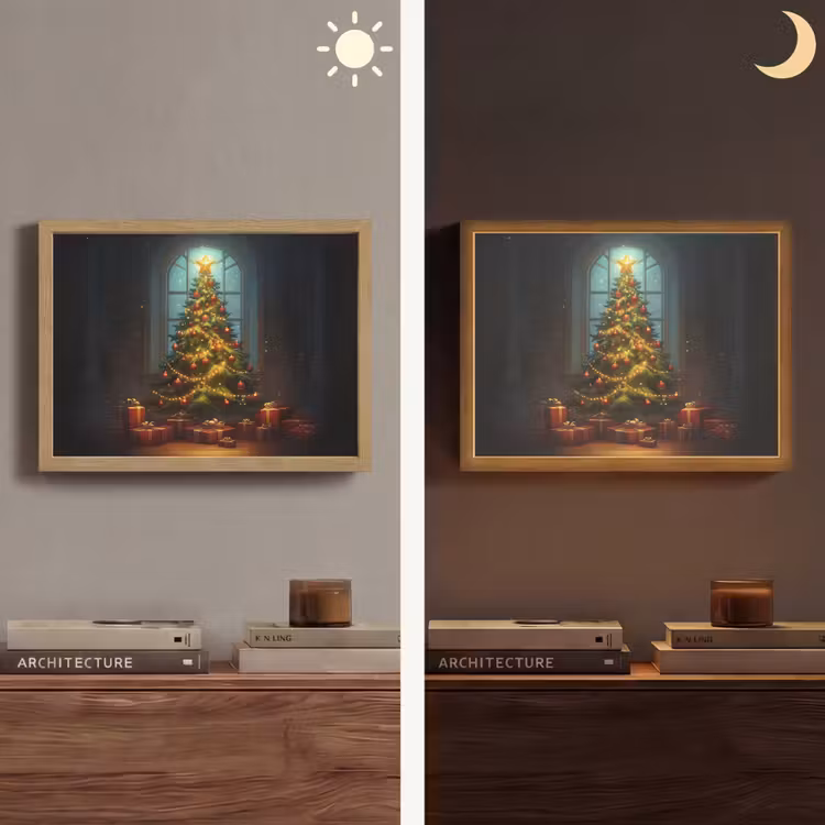 Kerstboom - Cadeau - Kerst - Winter Light Box met batterij (Wandlamp) middel -sfeer3
