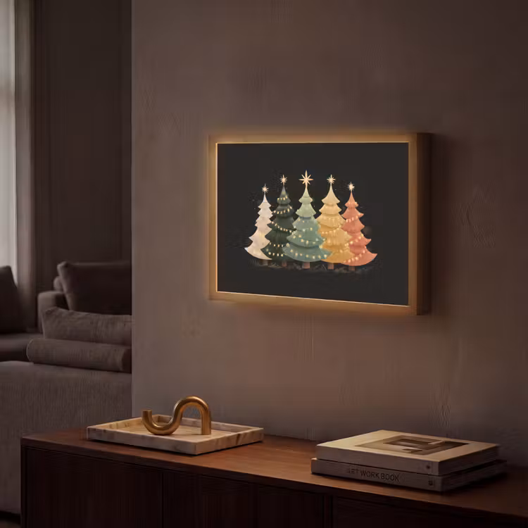 Kerstbomen - Kleurrijk - Lichtjes - Ster Light Box met batterij (Wandlamp) middel -sfeer1