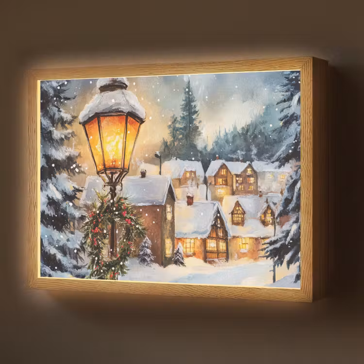 Kerstdorp - Huizen - Sneeuw - Kerst Light Box met batterij (Wandlamp) middel -z3d_website