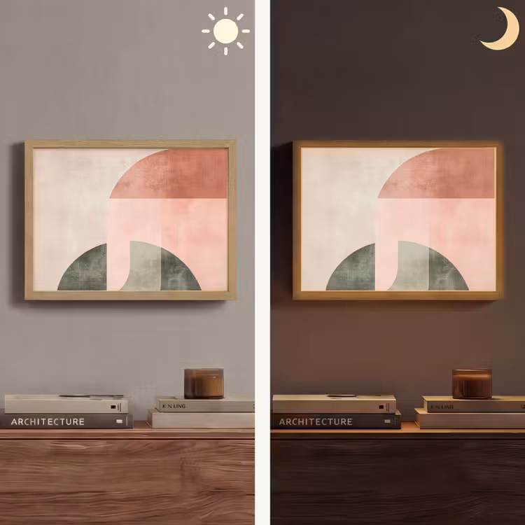 Cirkel - Abstract - Roze Light Box met batterij (Wandlamp) middel -sfeer3