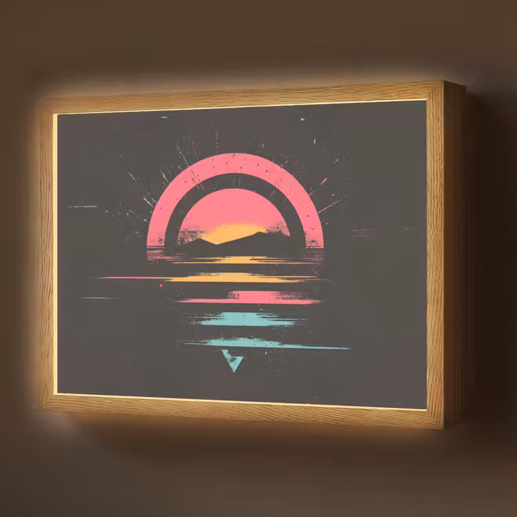 Cirkel - Abstract - Roze Light Box met batterij (Wandlamp) middel -z3d_website