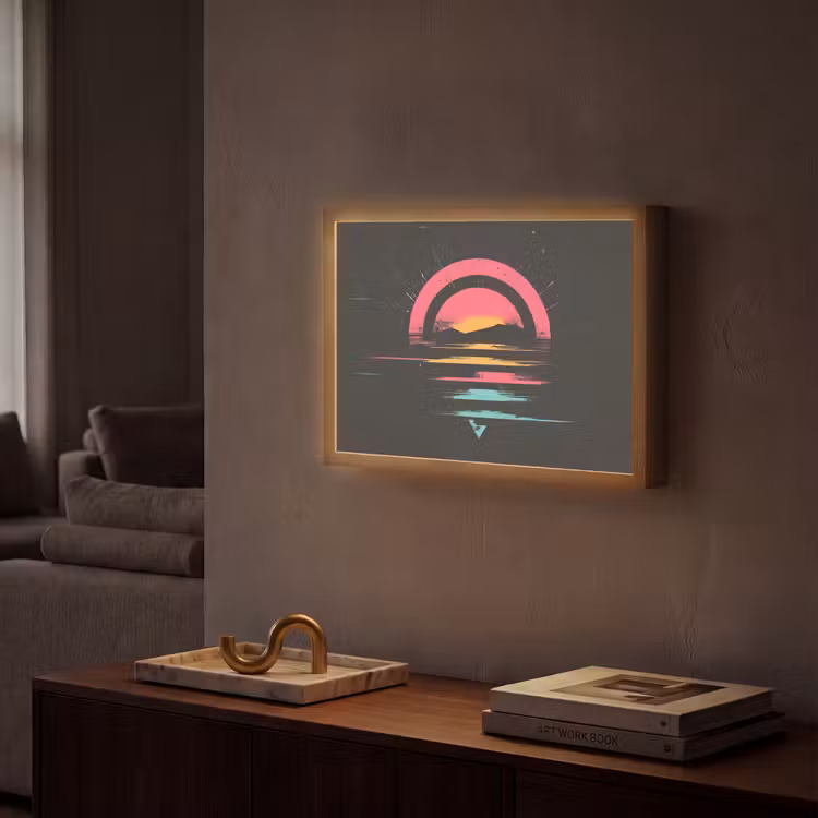 Cirkel - Abstract - Roze Light Box met batterij (Wandlamp) middel -sfeer1