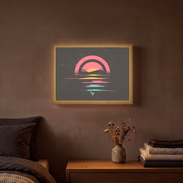 Cirkel - Abstract - Roze Light Box met batterij (Wandlamp) middel -sfeer4