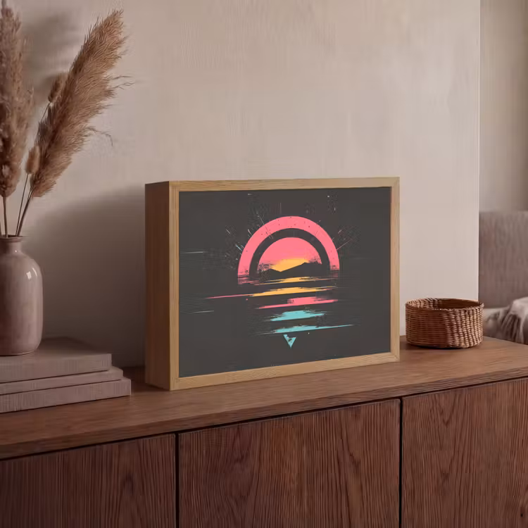 Cirkel - Abstract - Roze Light Box met batterij (Wandlamp) middel -sfeer2