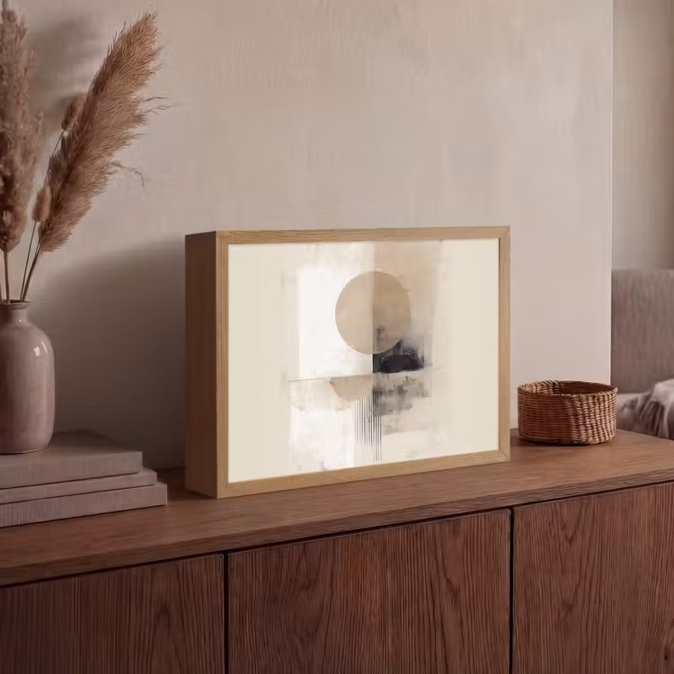 Cirkel - Compositie - Diepte - Beige Light Box met batterij (Wandlamp) middel -sfeer2