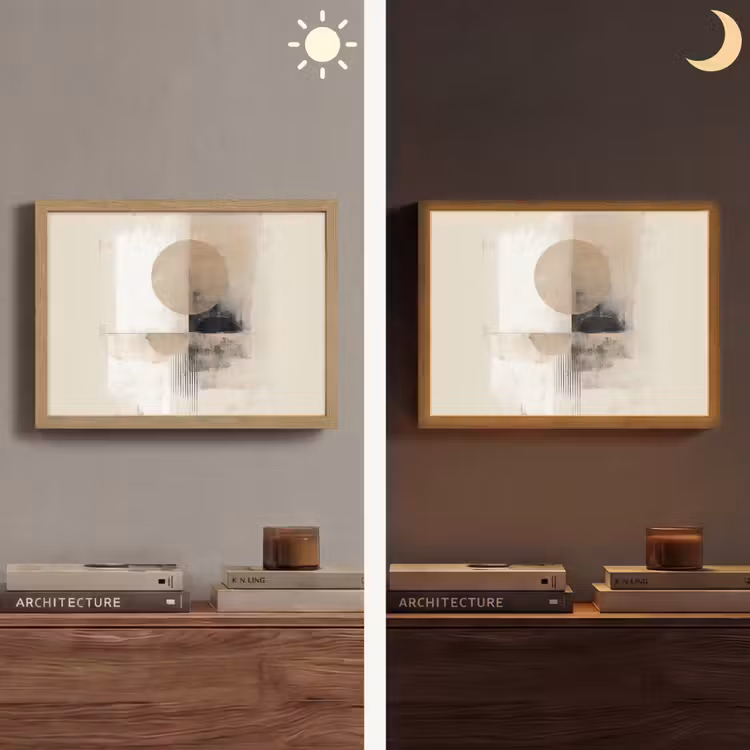 Cirkel - Compositie - Diepte - Beige Light Box met batterij (Wandlamp) middel -sfeer3