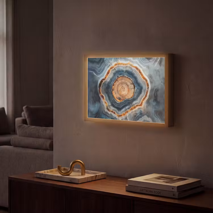 Cirkel - Ringen - Steen - Tinten Light Box met batterij (Wandlamp) middel -sfeer1