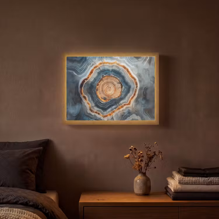 Cirkel - Ringen - Steen - Tinten Light Box met batterij (Wandlamp) middel -sfeer4