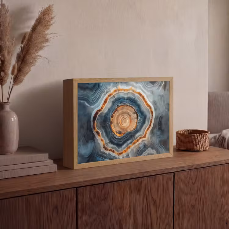 Cirkel - Ringen - Steen - Tinten Light Box met batterij (Wandlamp) middel -sfeer2