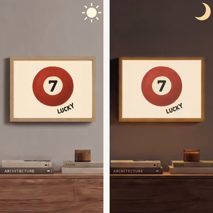 Cirkel - Zeven - Lucky - Rood Light Box met batterij (Wandlamp) middel -sfeer3